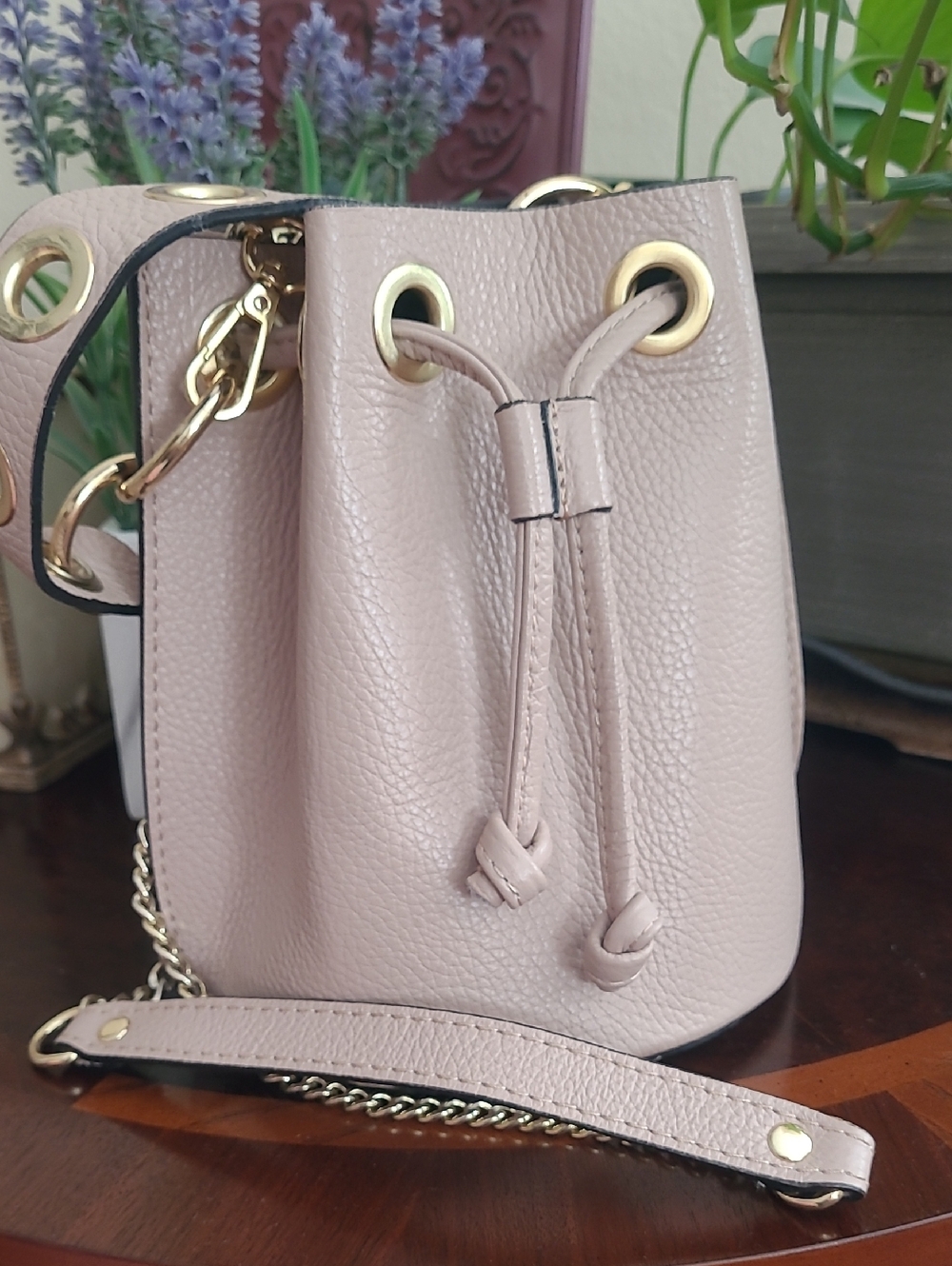 NWOT Beige Bucket Bag with Gold Hardware - Picture 3 of 16